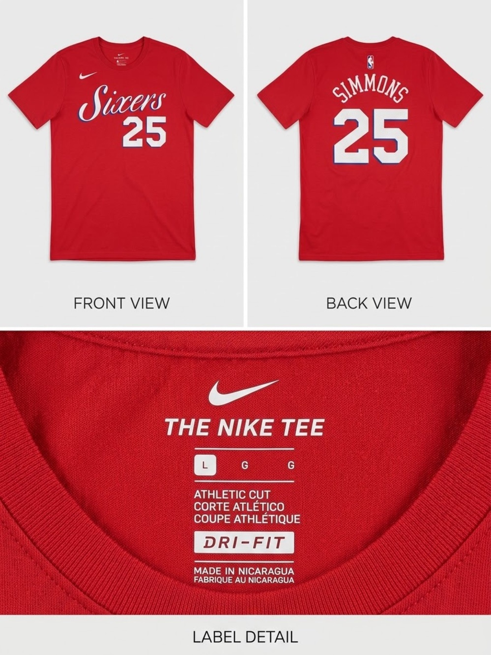 Nike Red Sixers Simmons #25 Kids Short Sleeve Tee